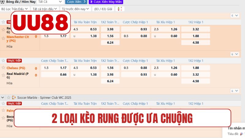 2 loại kèo rung được ưa chuộng